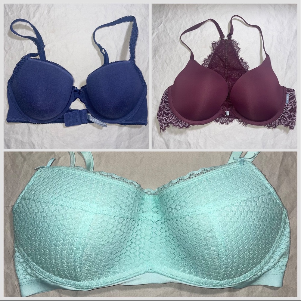 Lot of 3 Pre-Loved aerie 36c/Medium Bras/Bralette